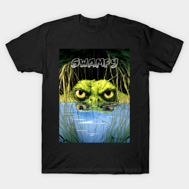 "Swampy": Government Dysfunction on a Dark Background T-Shirt by Puff Sumo